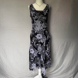 Floral Black and White Dress